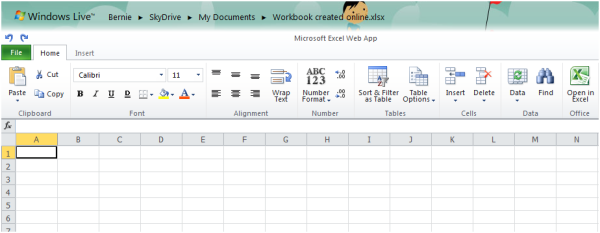 New blank Excel workbook - with Ribbon